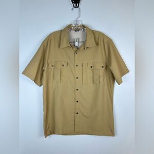 Kuhl Wunderer Short Sleeve Shirt UPF 50 Khaki Outdoors Hiking Fishing Casual M